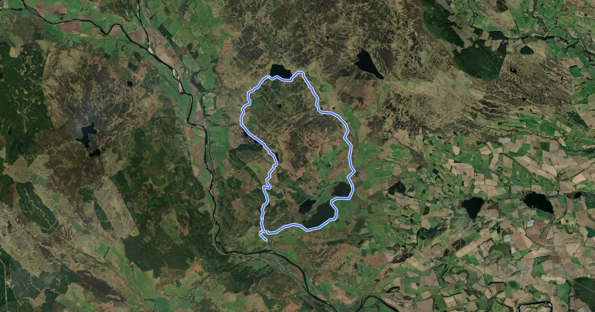 Маршрут Dunkeld Loch Ordie Butterstone Loop на спутниковом снимке