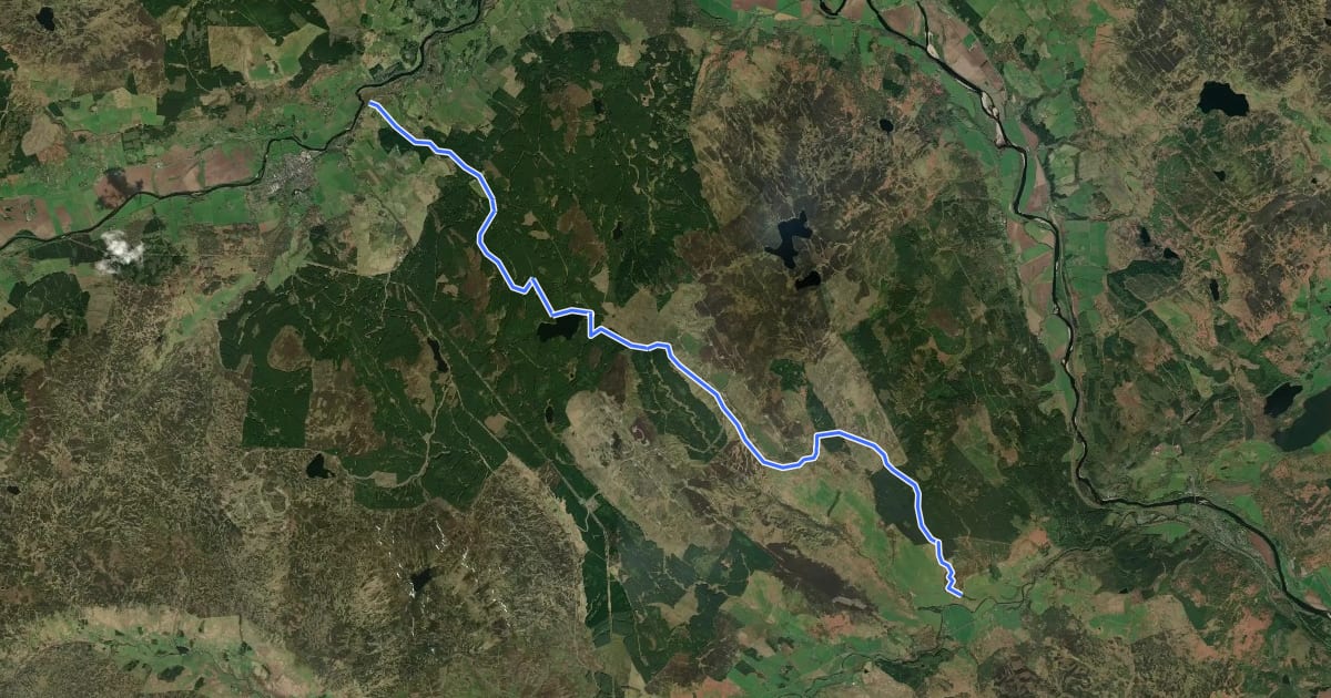 Маршрут Dunkeld to Aberfeldy Core Path на спутниковом снимке