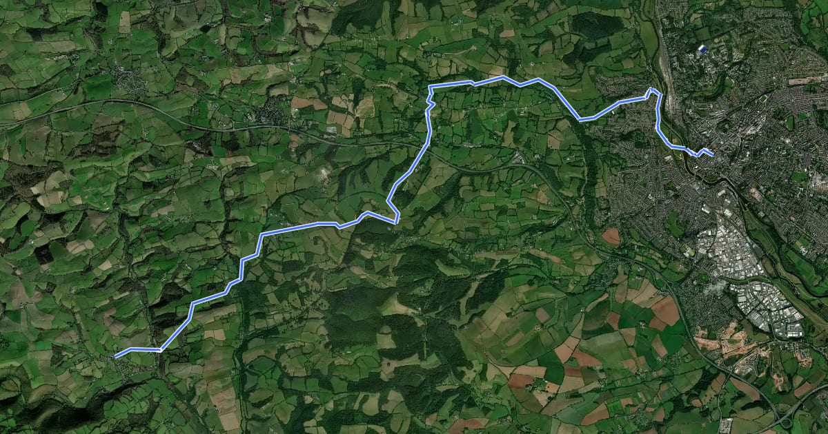 Маршрут Dunsford to Exeter Way на спутниковом снимке