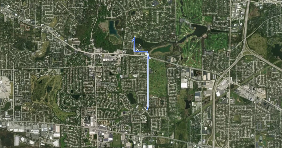 Маршрут DuPage River Greenway Trail (East Brnch) на спутниковом снимке