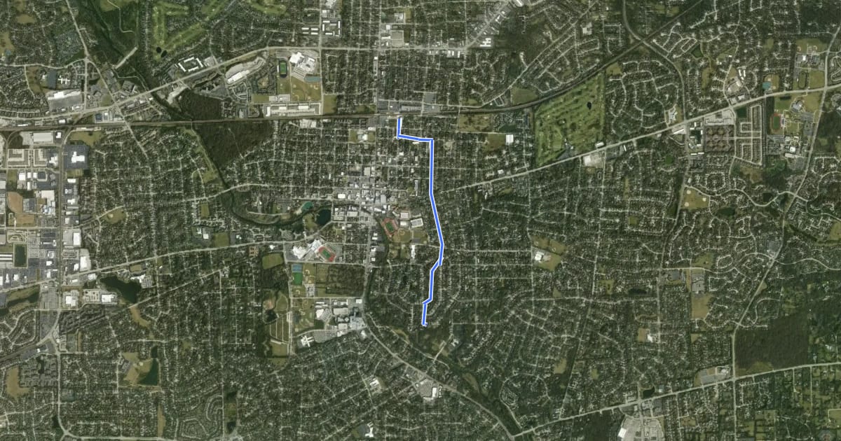 Маршрут Dupage River Trail to Naperville Station на спутниковом снимке