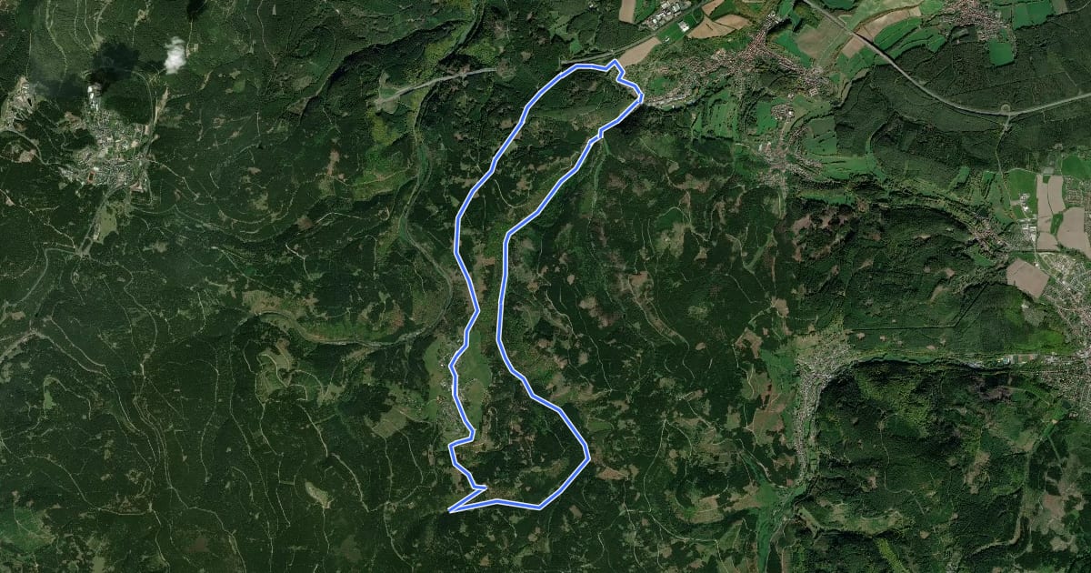 Маршрут Durch's Tal der Zahmen Gera на спутниковом снимке