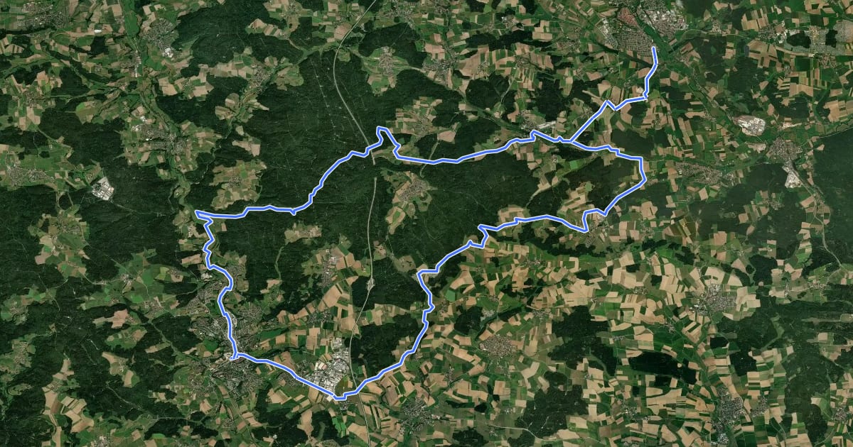 Маршрут Durch Wald und Feld zu Seen und Weihern на спутниковом снимке