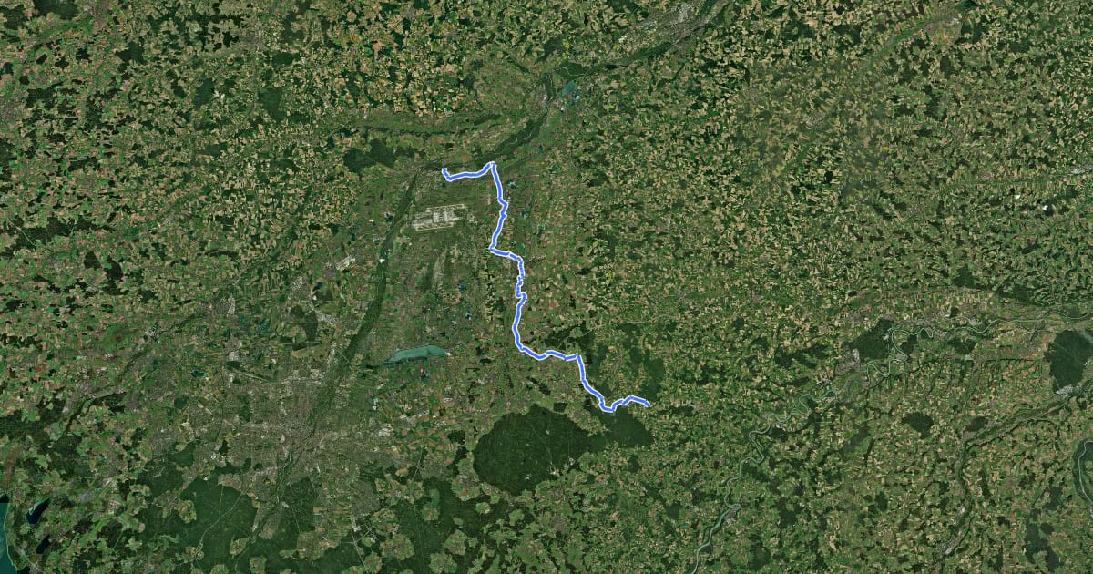 Маршрут Durchs Erdinger Land на спутниковом снимке