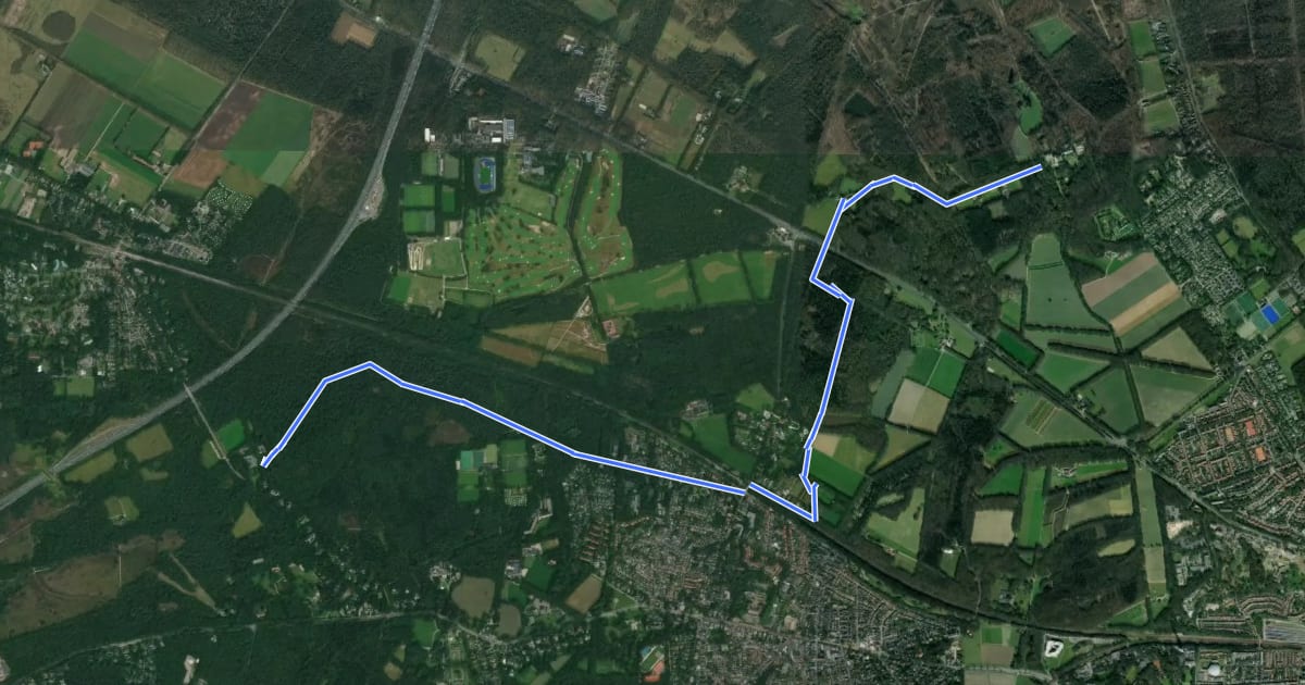 Маршрут Dwars door Gelderland (11) на спутниковом снимке