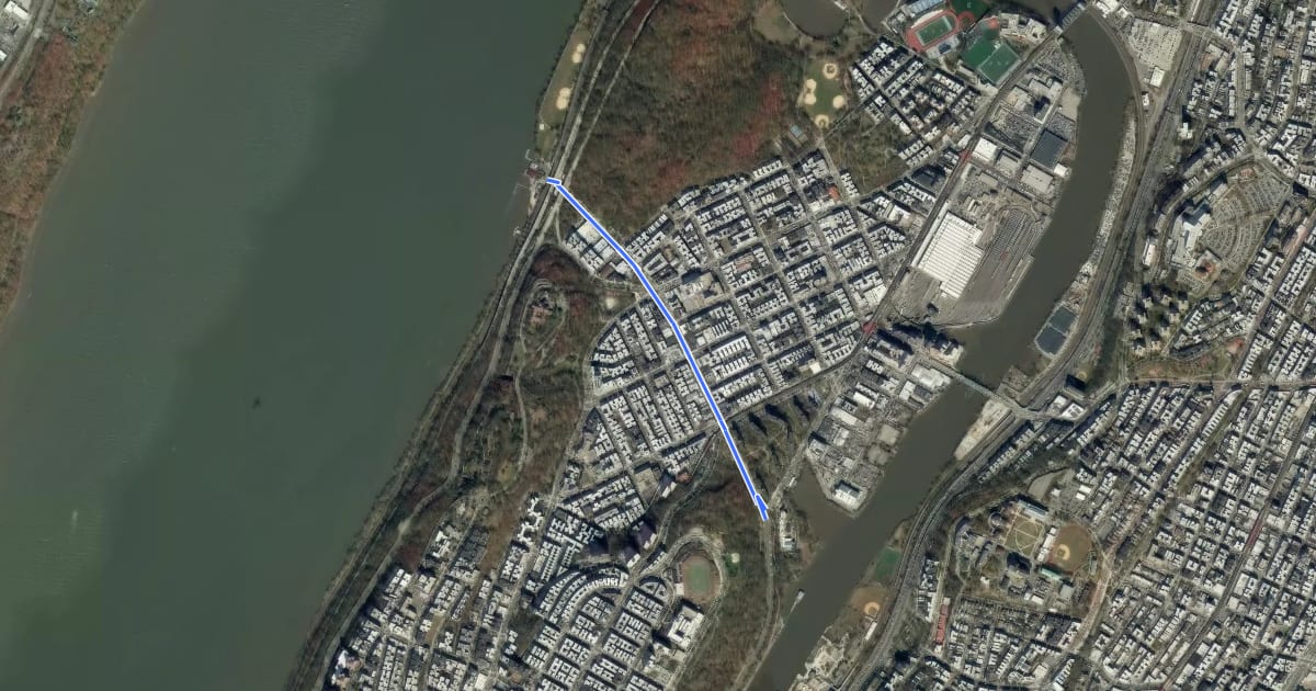Маршрут Dyckman Street на спутниковом снимке