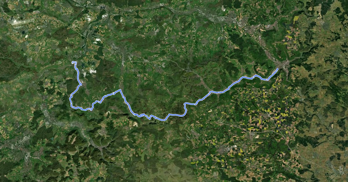 Маршрут E-Bike-Region Stuttgart (Südost) на спутниковом снимке