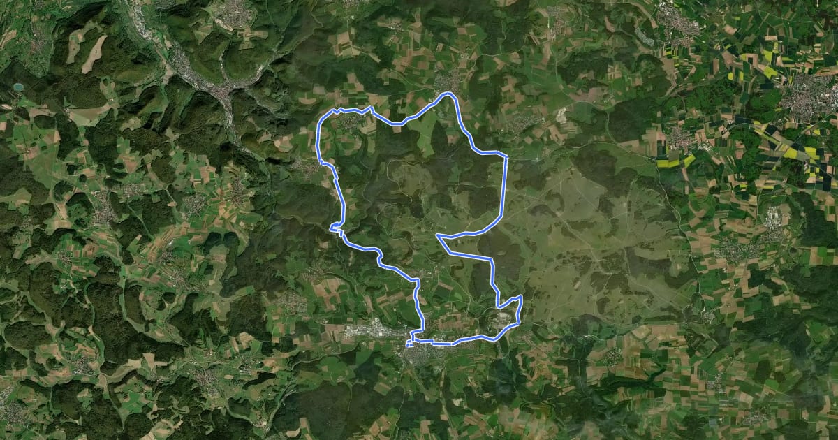 Маршрут e-Bike Tour 3 - Gruorn und Trailfinger Schlucht на спутниковом снимке