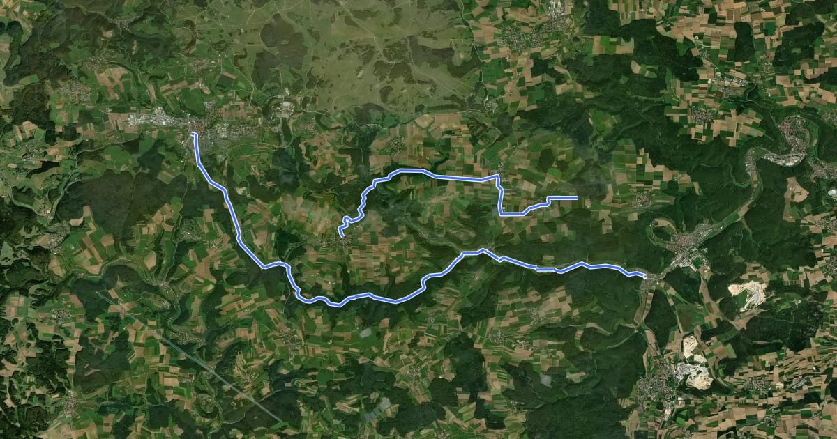 Маршрут e-Bike Tour 5 Zur Venus vom Hohle Fels на спутниковом снимке