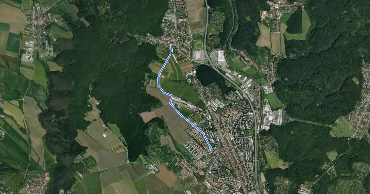 Маршрут Řečkovice-Ivanovice на спутниковом снимке