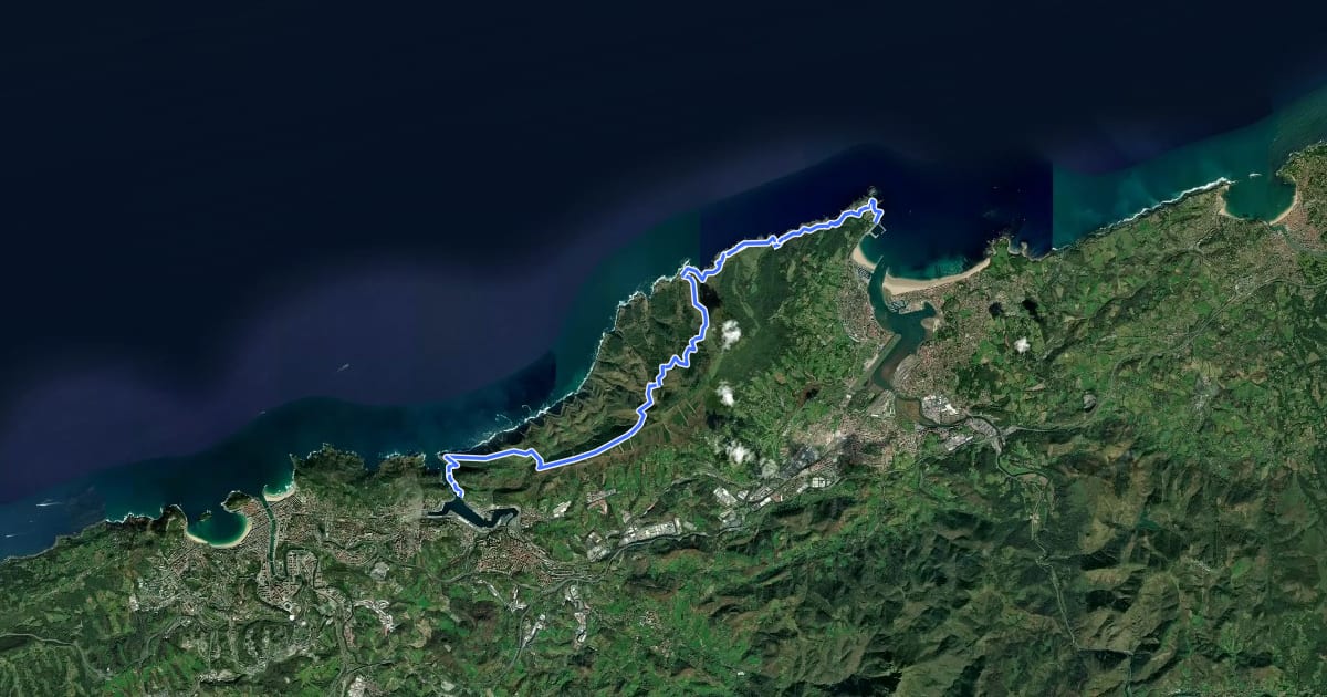 Маршрут E01 Talaia ibilbidea: Hondarribia - Pasai Donibane на спутниковом снимке