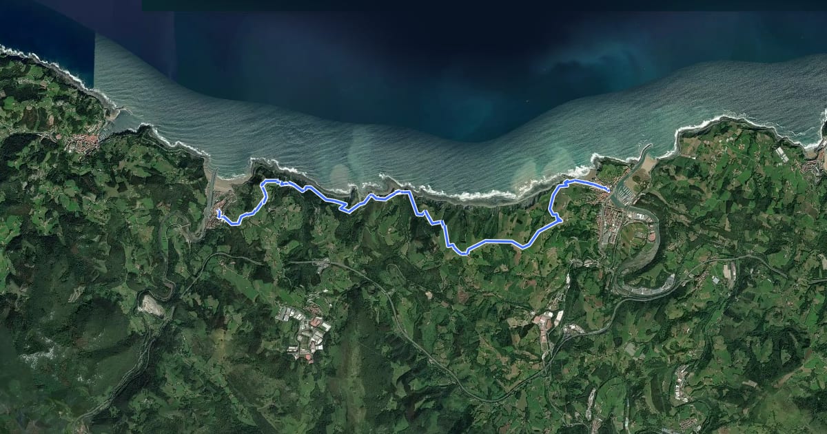Маршрут E05 Talaia ibilbidea: Zumaia - Deba на спутниковом снимке