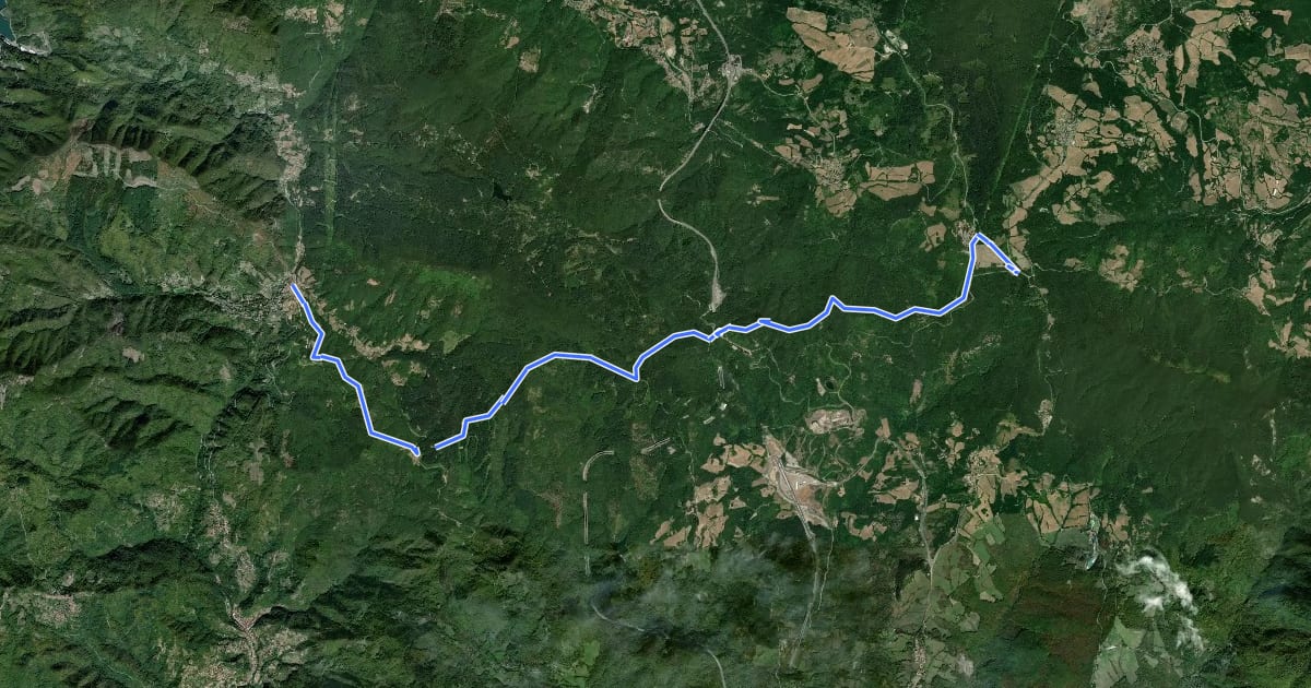 Маршрут E1 Toscana 13 Montepiano - Passo della Futa на спутниковом снимке