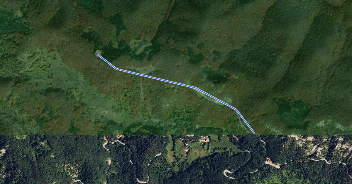 Маршрут E1 Toscana 15.1 – Variante SP 477 per il Passo della Colla di Casaglia на спутниковом снимке