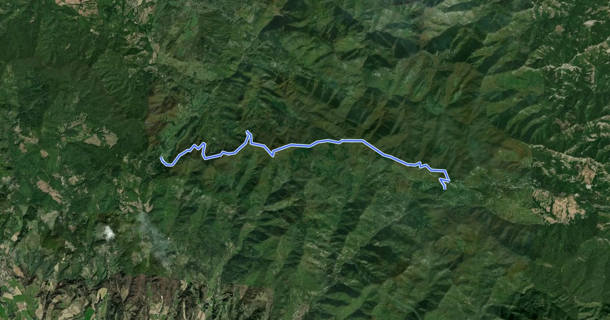 Маршрут E1 Toscana 15 Passo del Giogo di Scarperia - Passo della Colla di Casaglia на спутниковом снимке