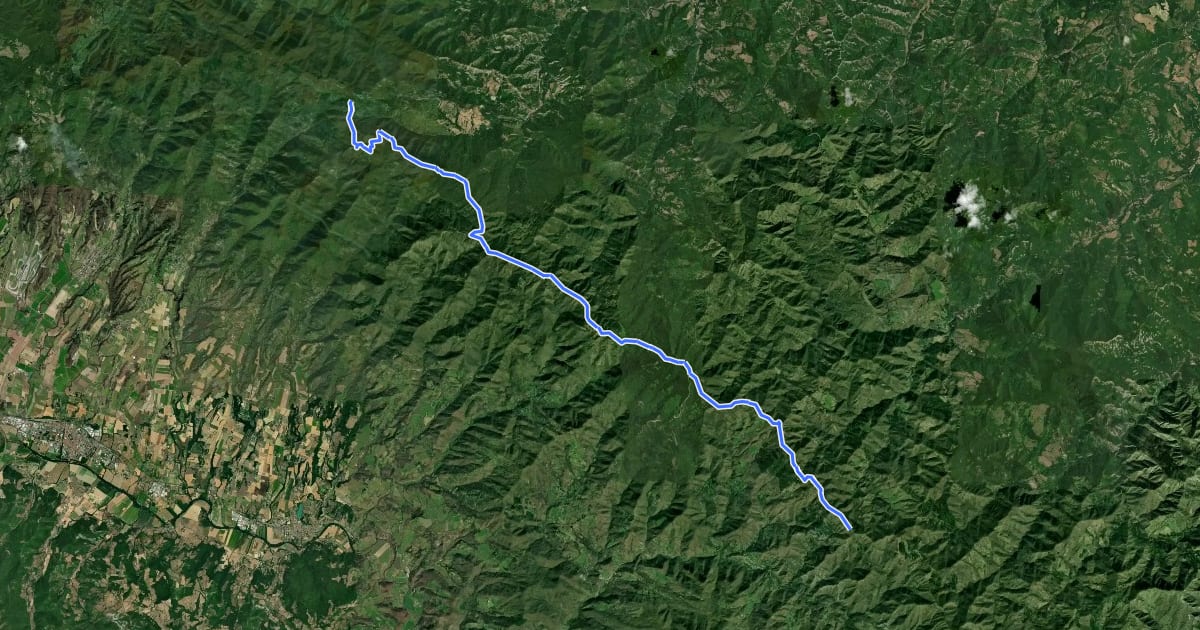 Маршрут E1 Toscana 16 Passo della Colla di Casaglia - Passo del Muraglione на спутниковом снимке