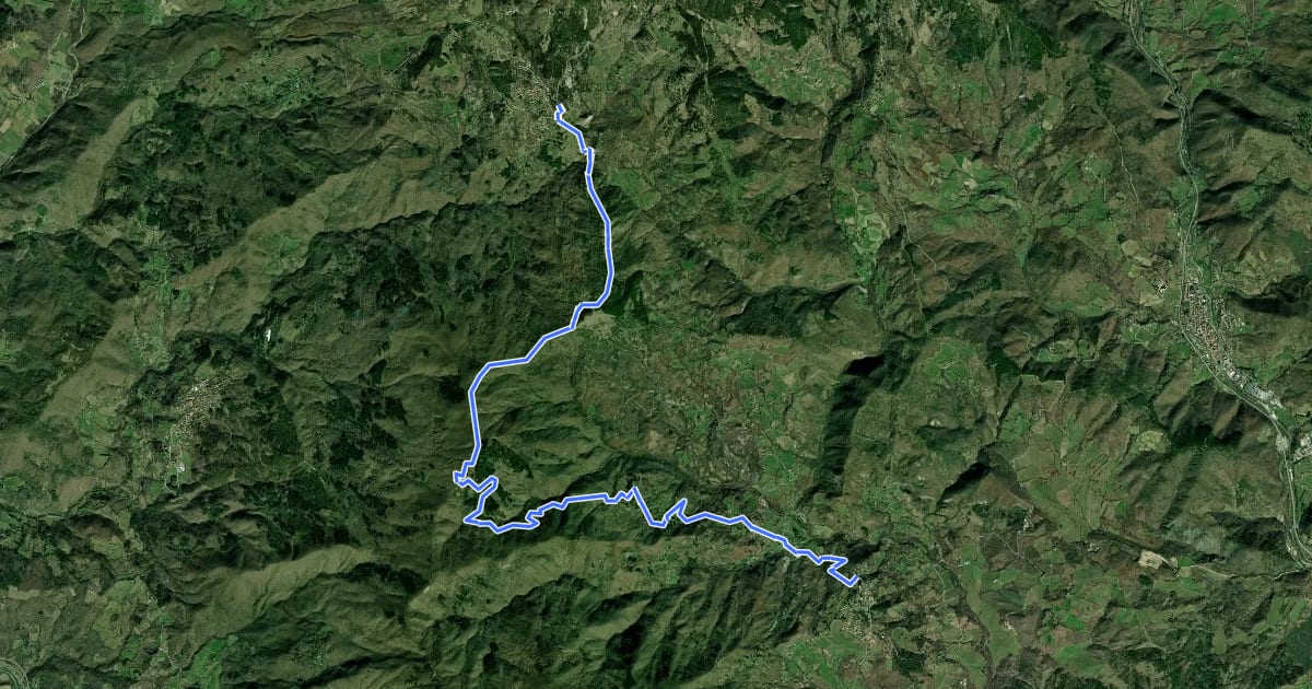 Маршрут E1 Toscana 20 Chiusi della Verna - Caprese Michelangelo на спутниковом снимке