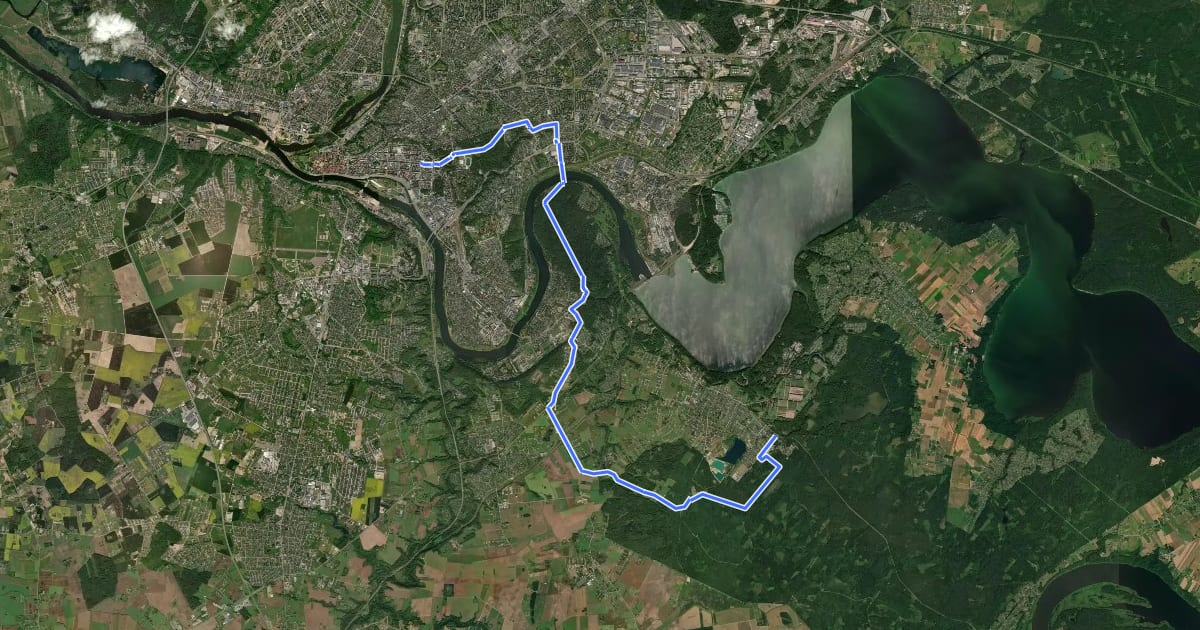 Маршрут E11 section 63: Vaišvydava – Kaunas на спутниковом снимке