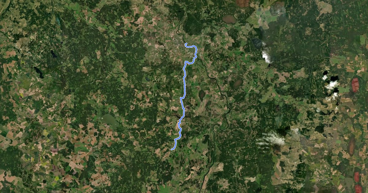 Маршрут E11 section 92: Snēpele – Kuldīga на спутниковом снимке
