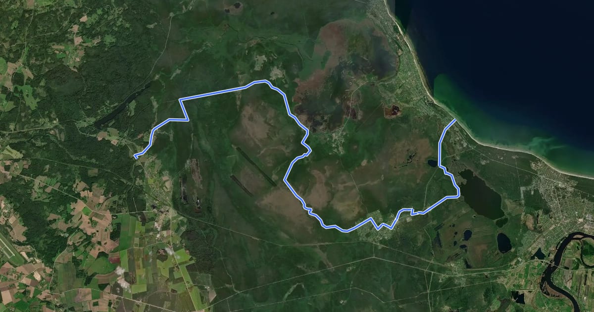 Маршрут E11 section 99: Jāņukrogs – Bigauņciems на спутниковом снимке