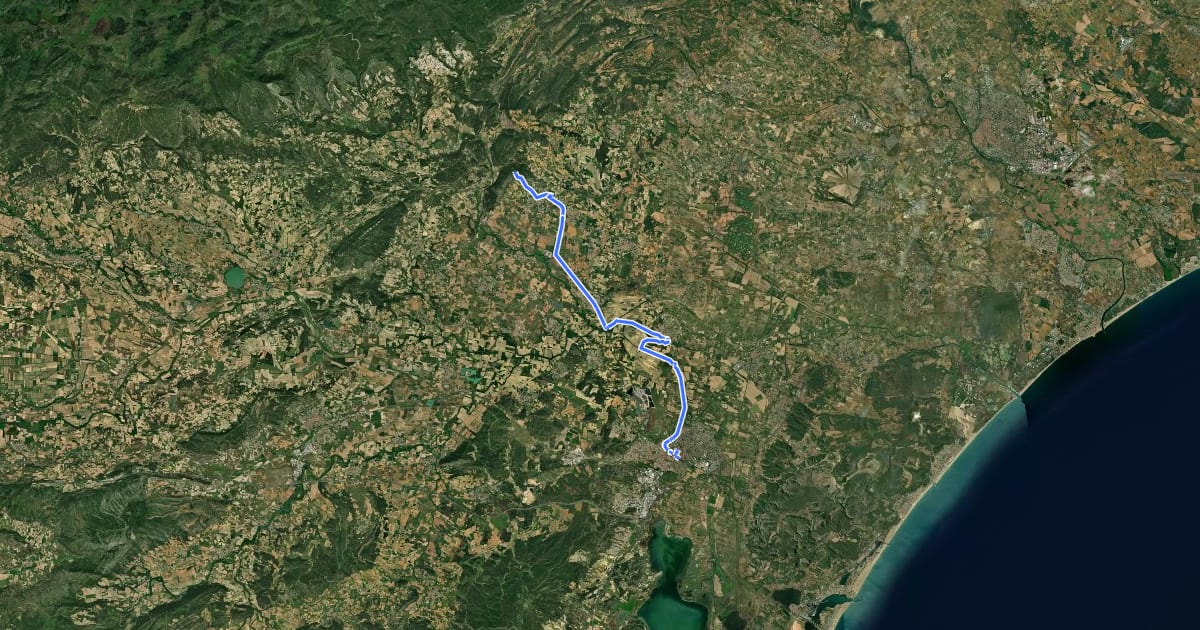 Маршрут E12 France, Narbonne - Mont Caramel на спутниковом снимке