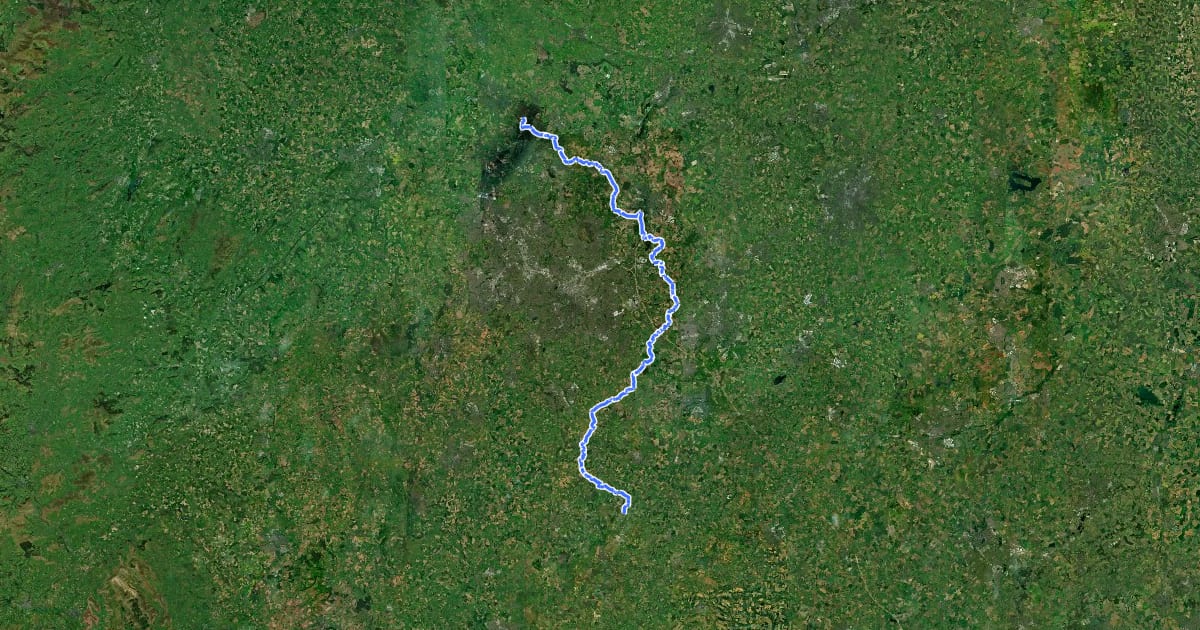Маршрут E2 hiking trail Birmingham на спутниковом снимке