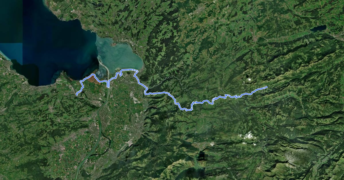 Маршрут [E4/E5] Europäischer Fernwanderweg Rhein bis Grenze D на спутниковом снимке