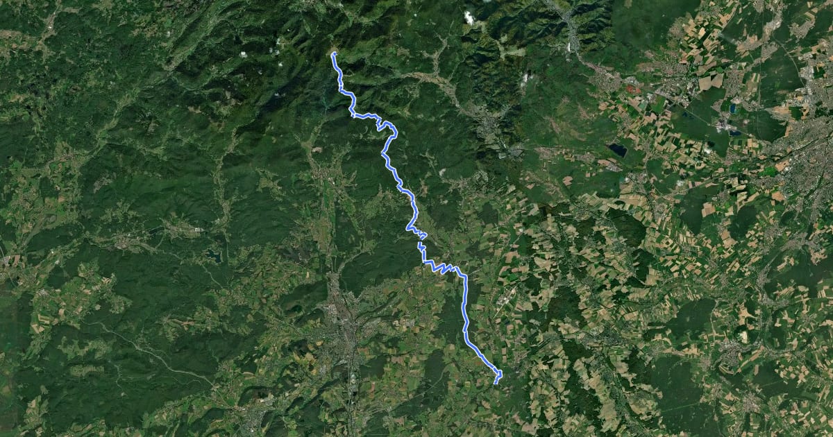 Маршрут E5, Ballon d'Alsace - Montreux-Château на спутниковом снимке