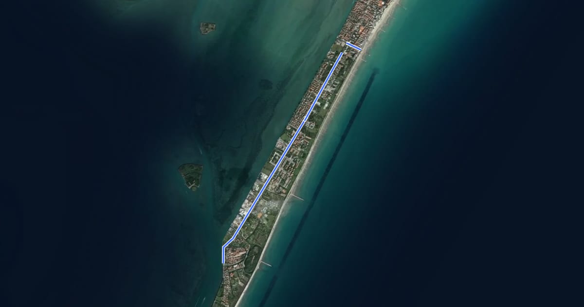 Маршрут E5 - Ciclovia Isole di Venezia - Variante на спутниковом снимке