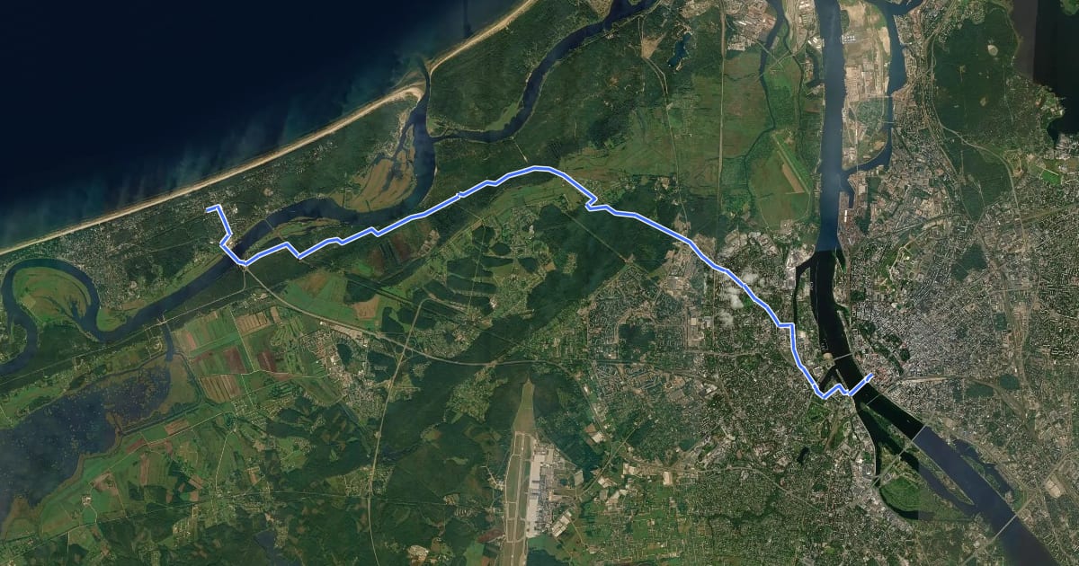Маршрут E9 Section 23: Bulduri - Riga City Centre на спутниковом снимке