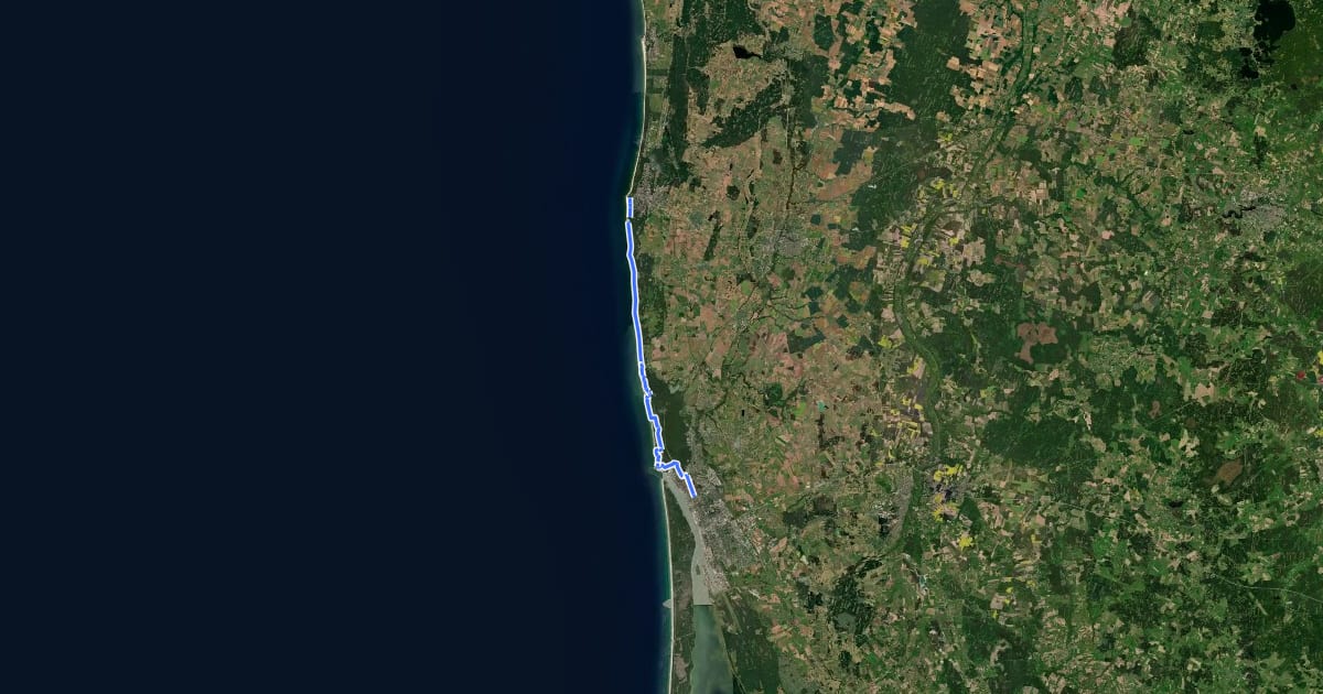 Маршрут E9 section 67: Klaipėda – Palanga на спутниковом снимке
