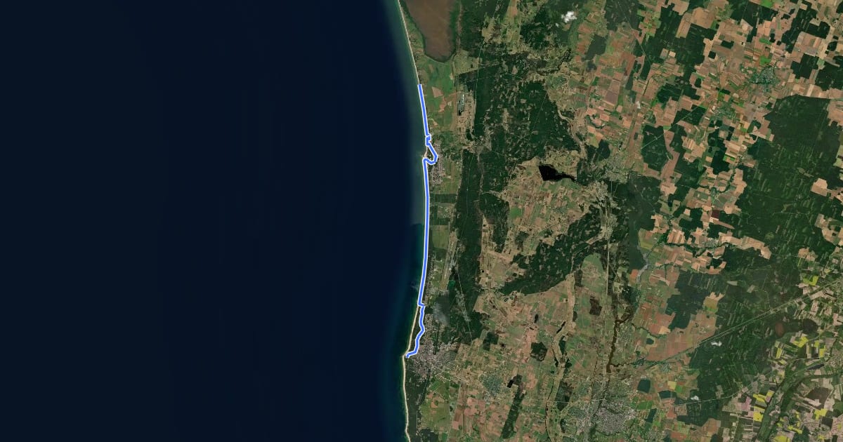 Маршрут E9 section 68: Palanga – Latvia-Lithuania Border (Šventoji) на спутниковом снимке