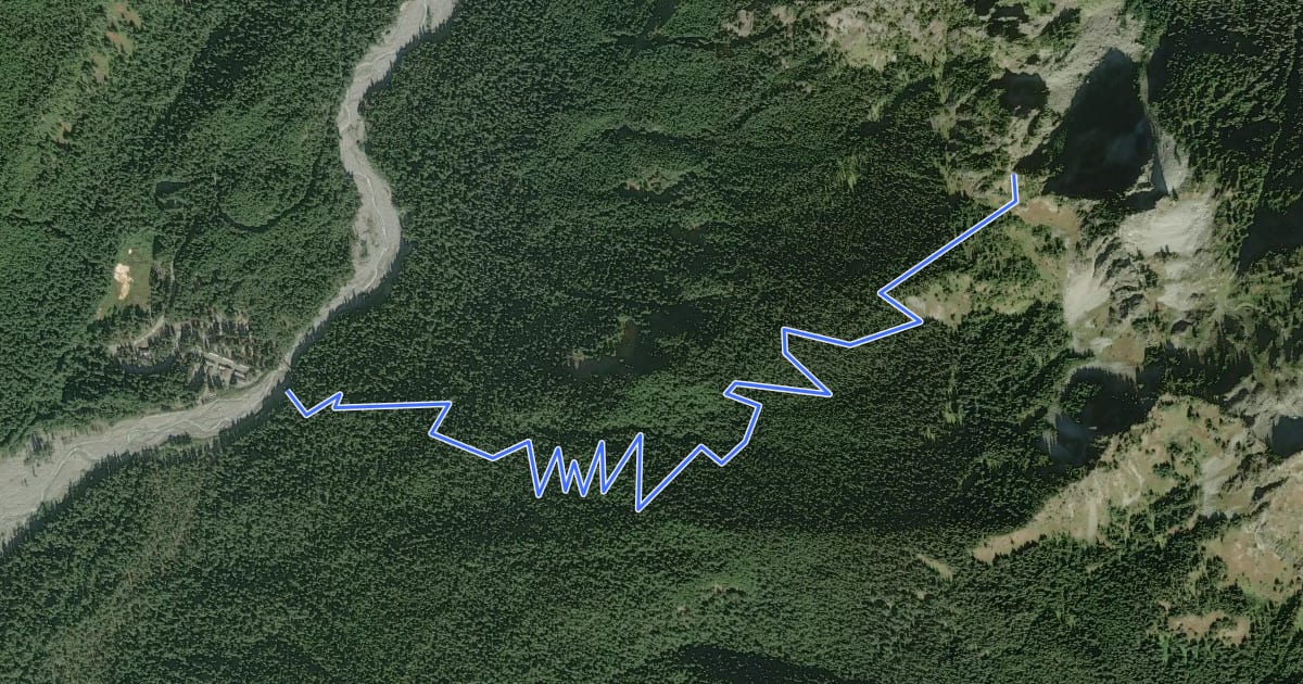 Маршрут Eagle Peak Trail на спутниковом снимке