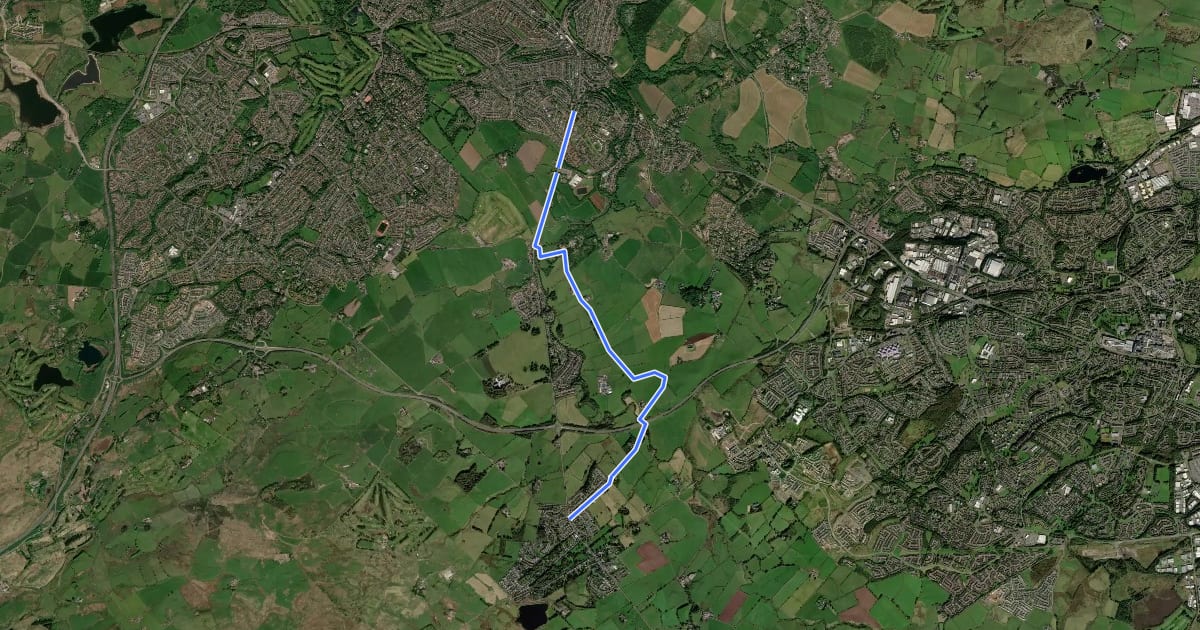 Маршрут Eaglesham to Clarkston signed cycle route на спутниковом снимке