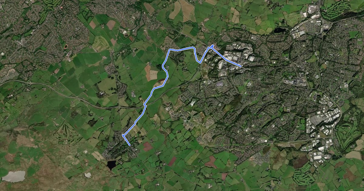 Маршрут Eaglesham to East Kilbride signed cycle route на спутниковом снимке