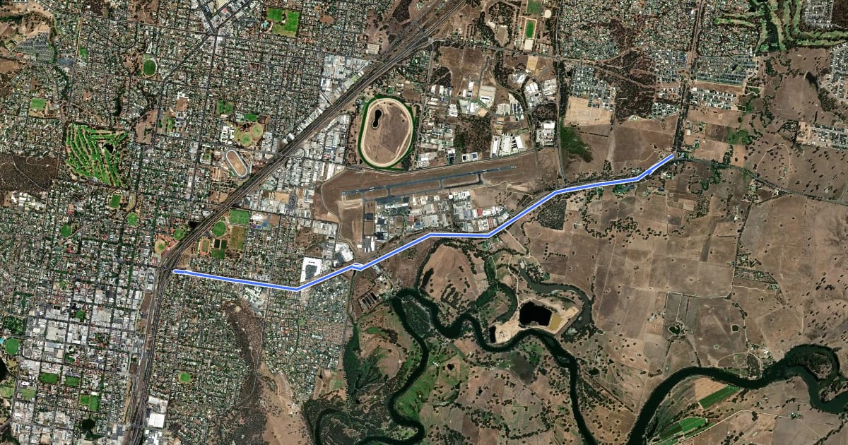 Маршрут East Albury Trail на спутниковом снимке
