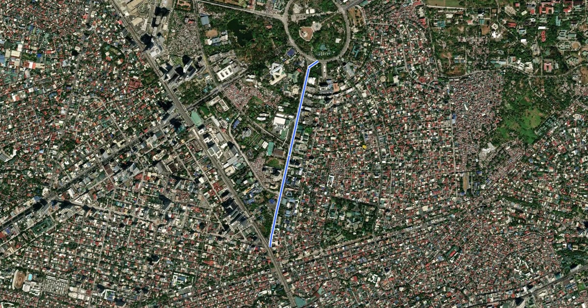 Маршрут East Avenue Bicycle Lane (northbound) на спутниковом снимке