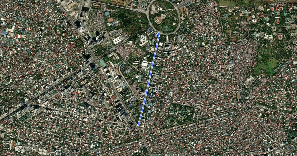 Маршрут East Avenue Bicycle Lane (southbound) на спутниковом снимке