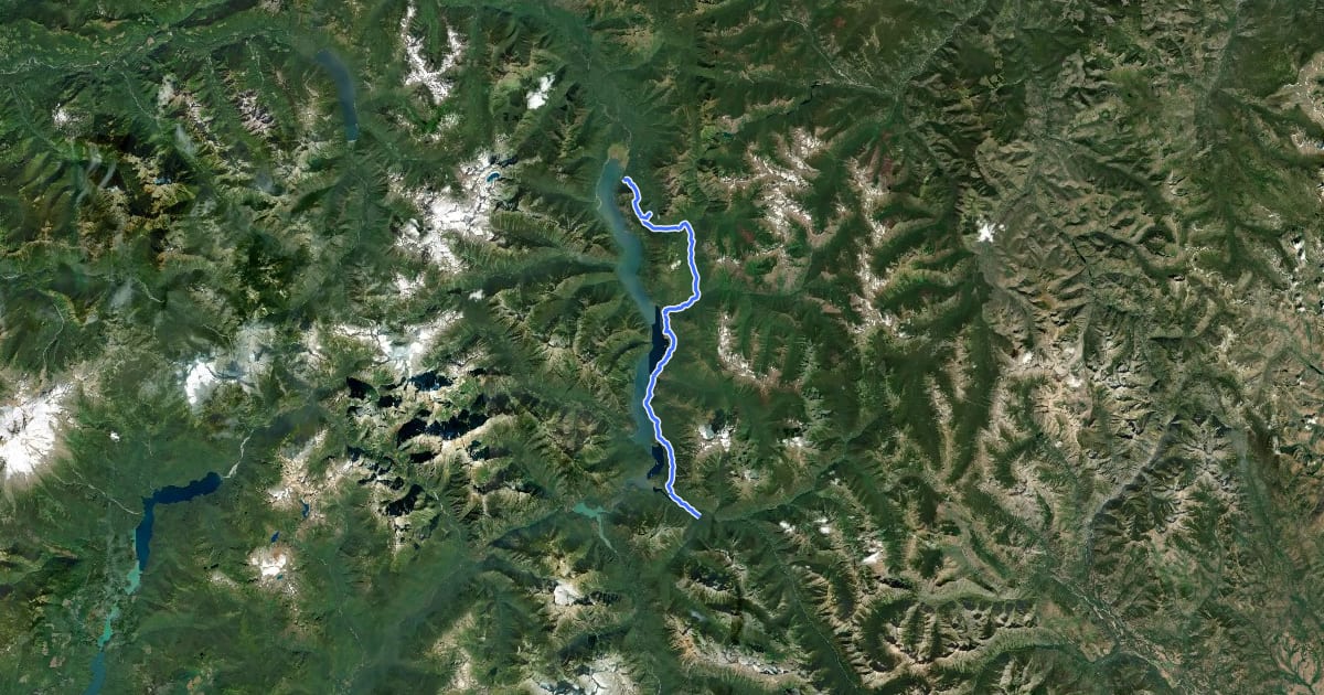 Маршрут East Bank Trail на спутниковом снимке