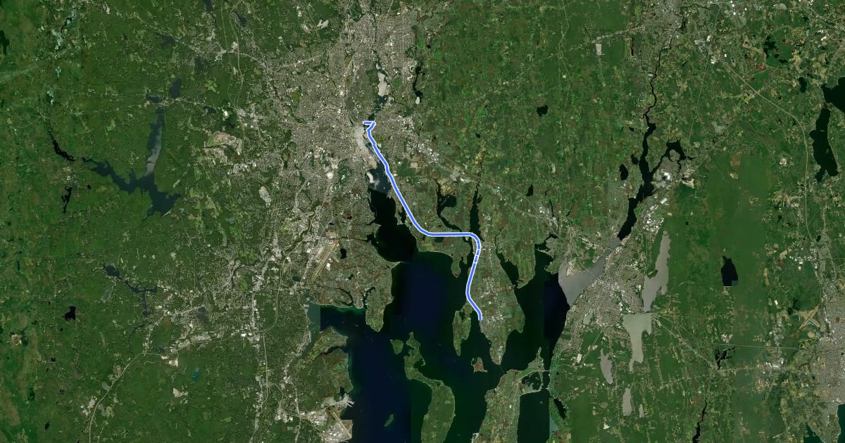 Маршрут East Bay Bike Path на спутниковом снимке