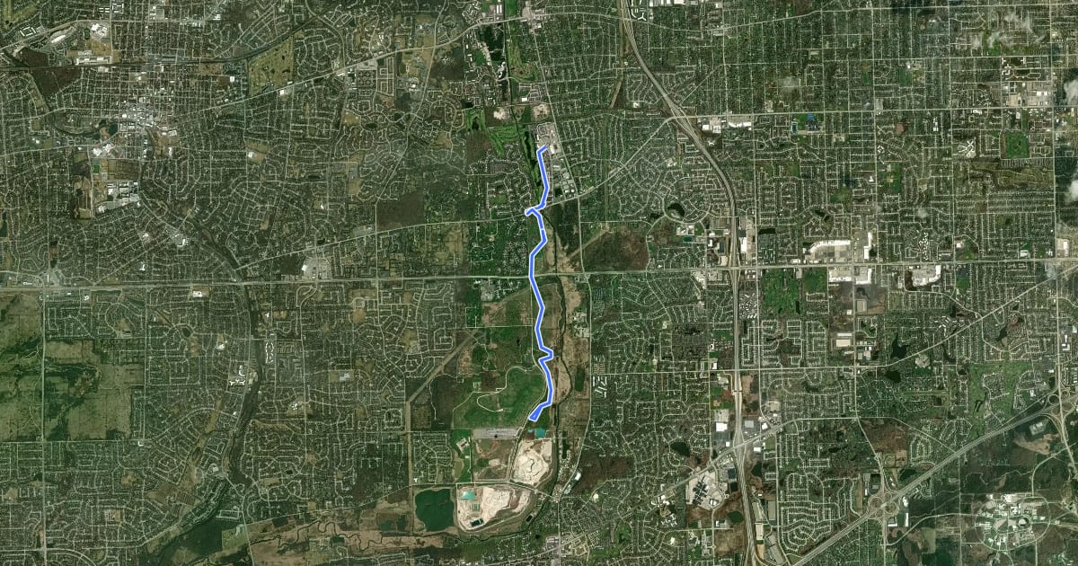 Маршрут East Branch DuPage River Trail на спутниковом снимке