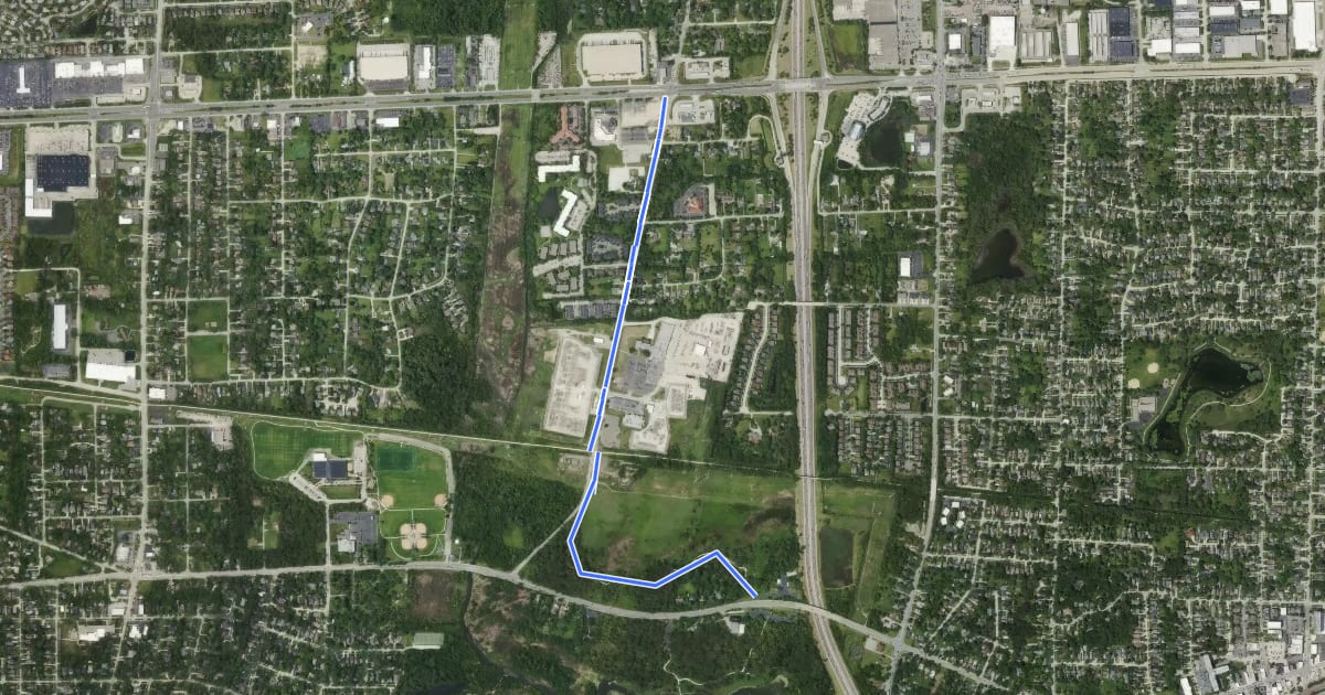 Маршрут East Branch DuPage River Trail на спутниковом снимке
