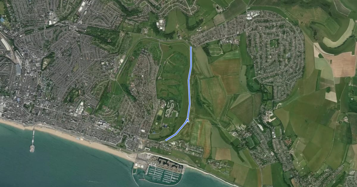 Маршрут East Brighton (Sheepcote ring) на спутниковом снимке