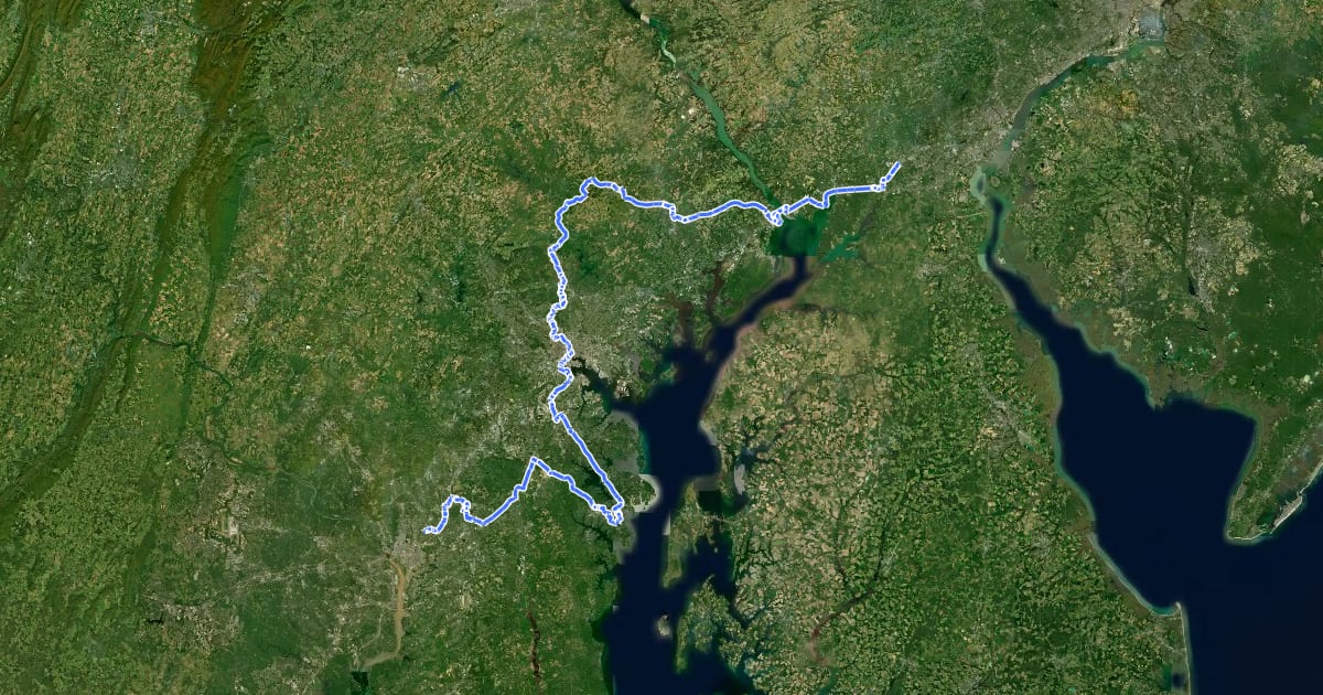 Маршрут East Coast Greenway (MD) на спутниковом снимке
