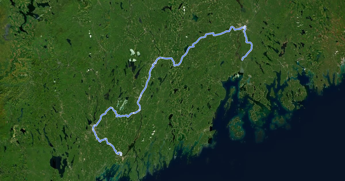 Маршрут East Coast Greenway (ME Complementary route) на спутниковом снимке
