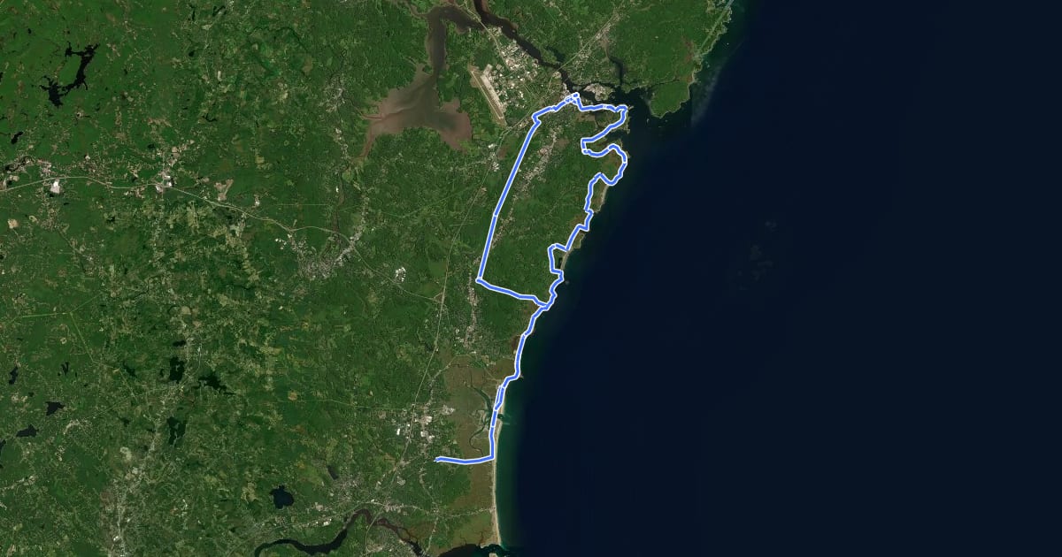 Маршрут East Coast Greenway (NH) на спутниковом снимке