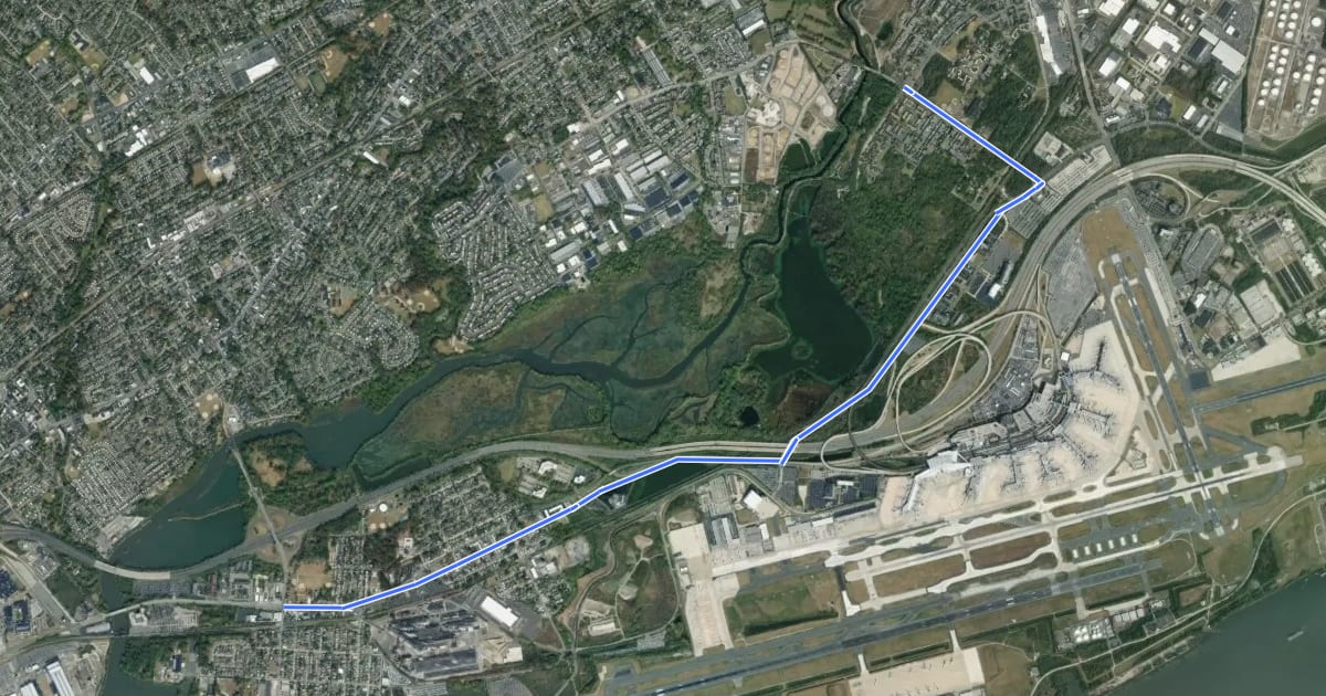Маршрут East Coast Greenway (PA on-road Heinz Refuge alternate northbound) на спутниковом снимке