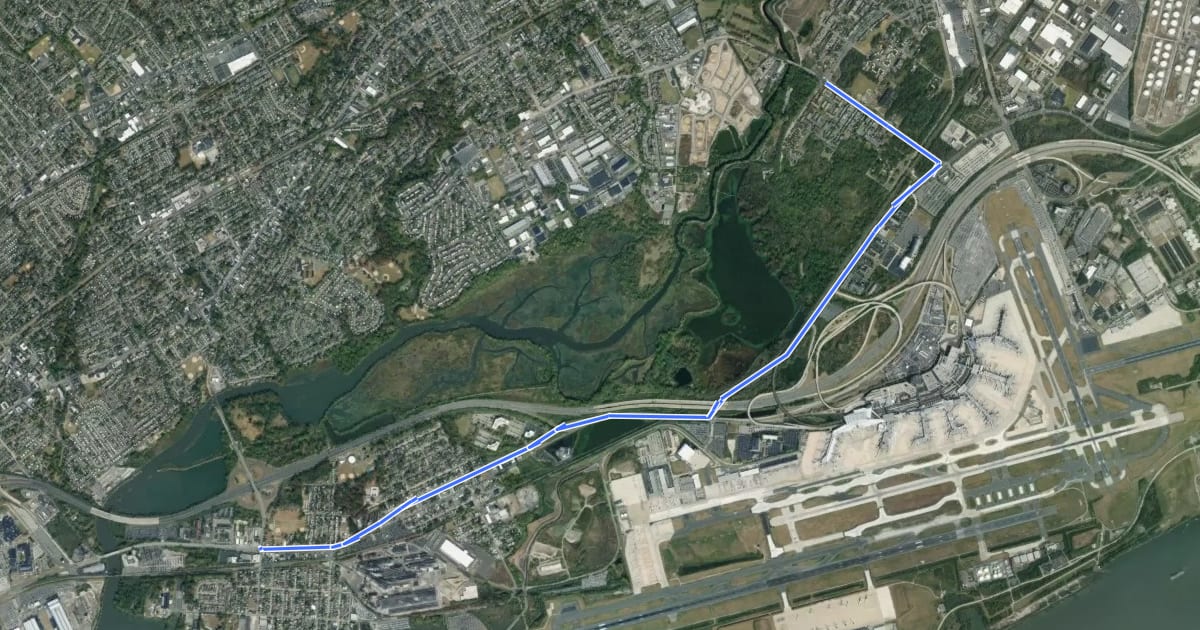 Маршрут East Coast Greenway (PA on-road Heinz Refuge alternate southbound) на спутниковом снимке