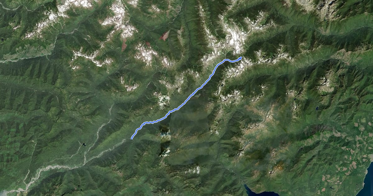 Маршрут East Fork Quinault River Trail на спутниковом снимке