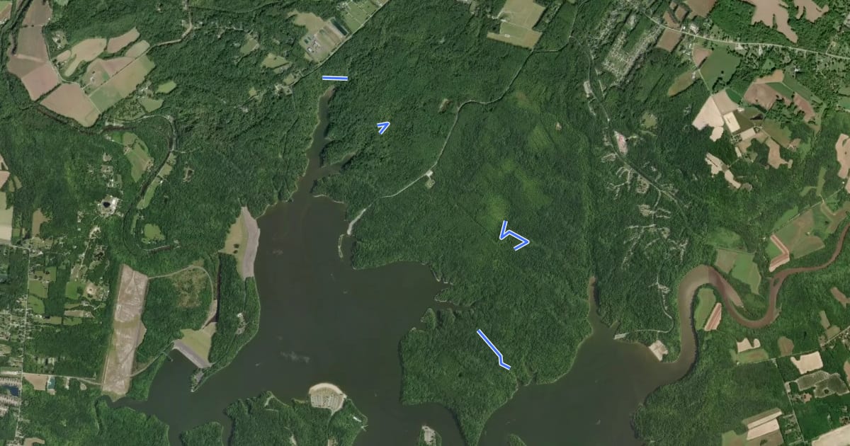 Маршрут East Fork State Park Bridle Trails на спутниковом снимке